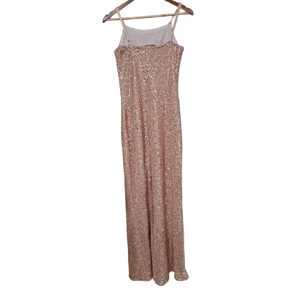 Shona Joy Soiree Bias Cowl Maxi Dress Rose Gold Size 6 - Picture 6 of 11